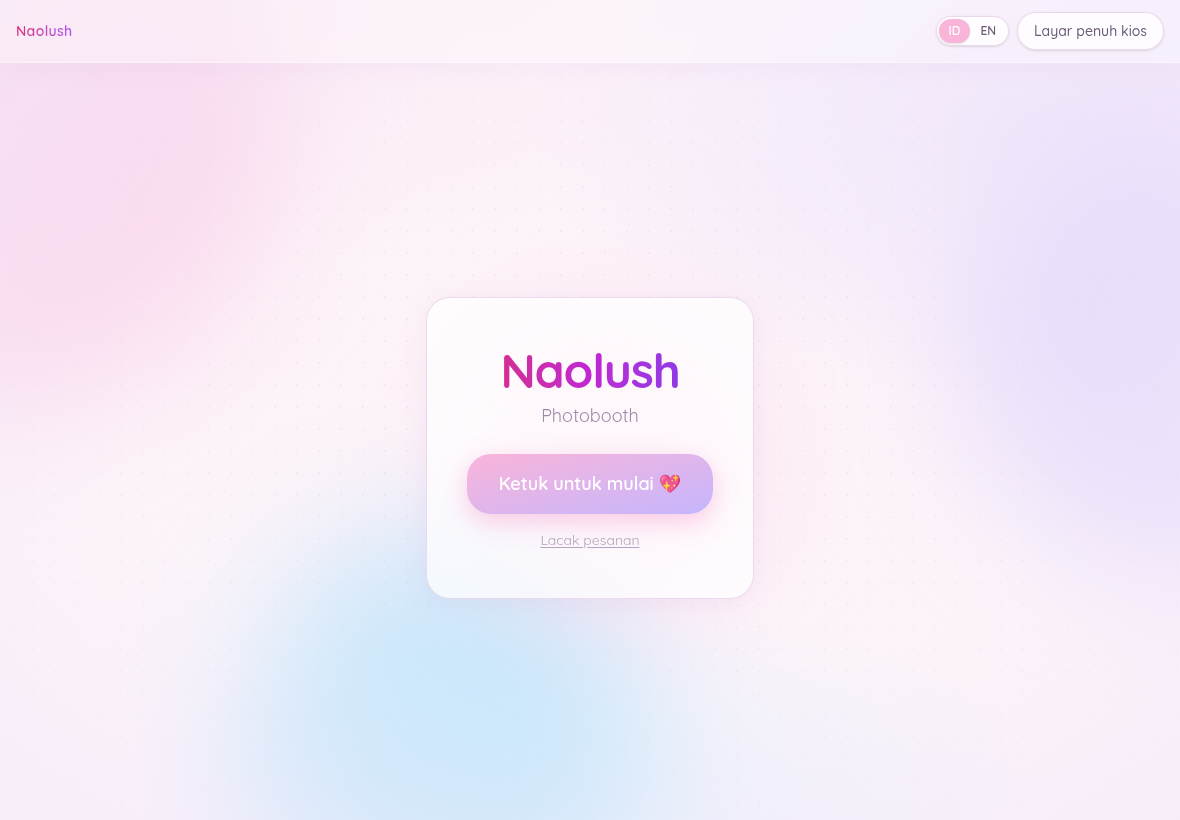 Naolush Photobooth start screen